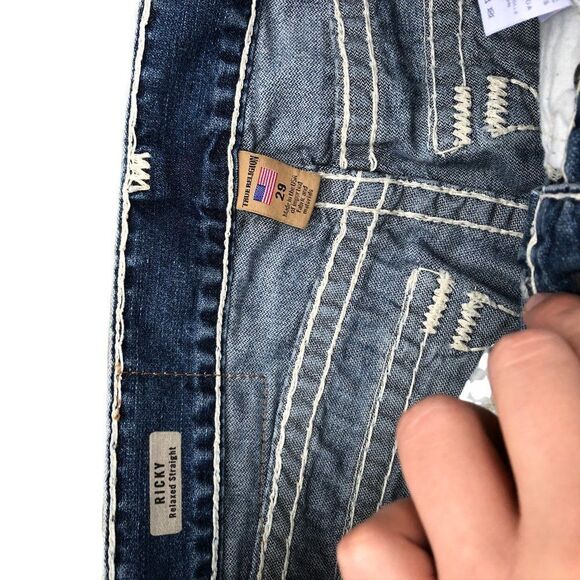 True Religion Jeans Size 29 RICKY Relaxed Straight Blue - Picture 10 of 10